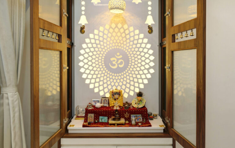Silver Harmony Pooja Room Symbol Interior